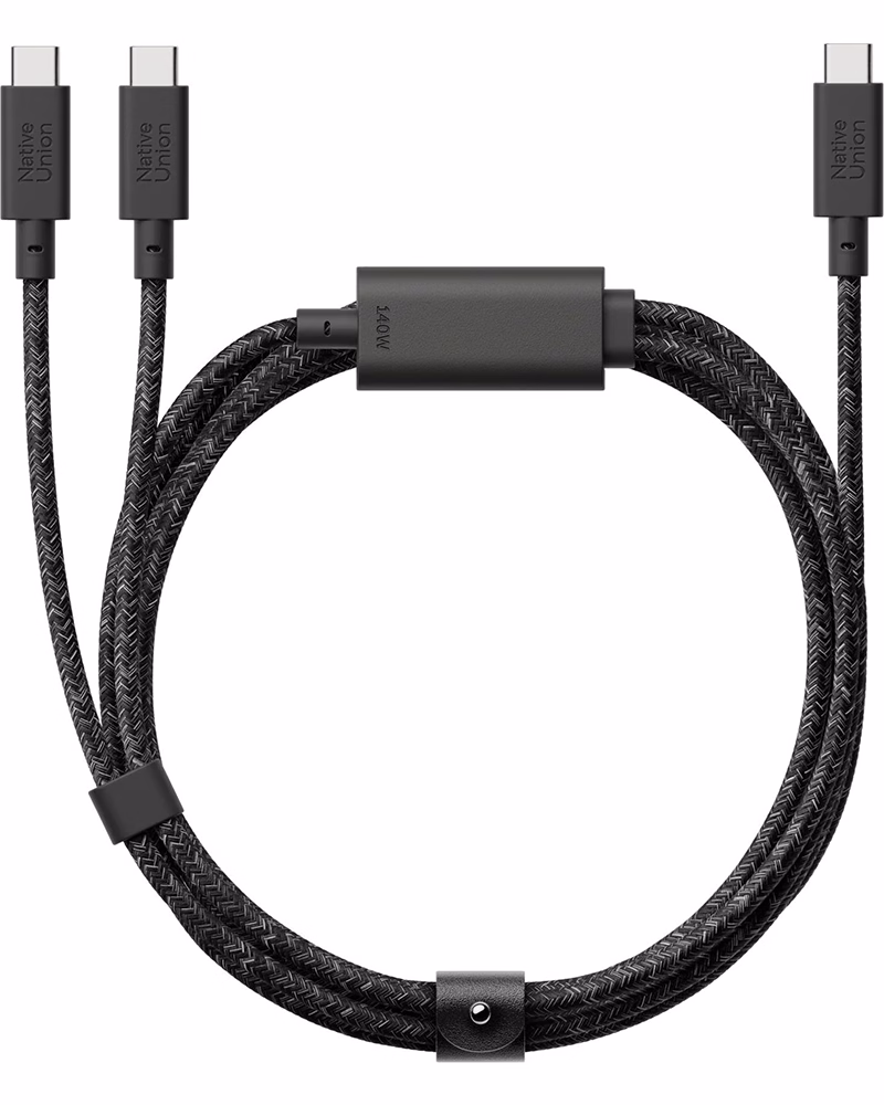 Кабель Native Union Belt USB-C на 2xUSB-C 140 Вт Cosmos Black (2 м)