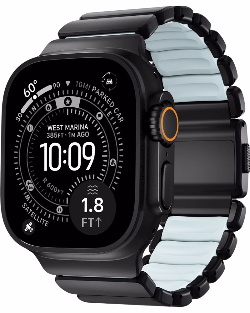 Ремешок Nomad Stratos для Apple Watch 49/46mm Black Icy Blue Glow
