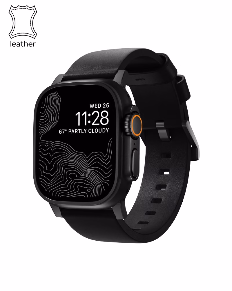 Nomad Modern Leather Band Black Hardware Black 46mm/49mm (NM01198185)