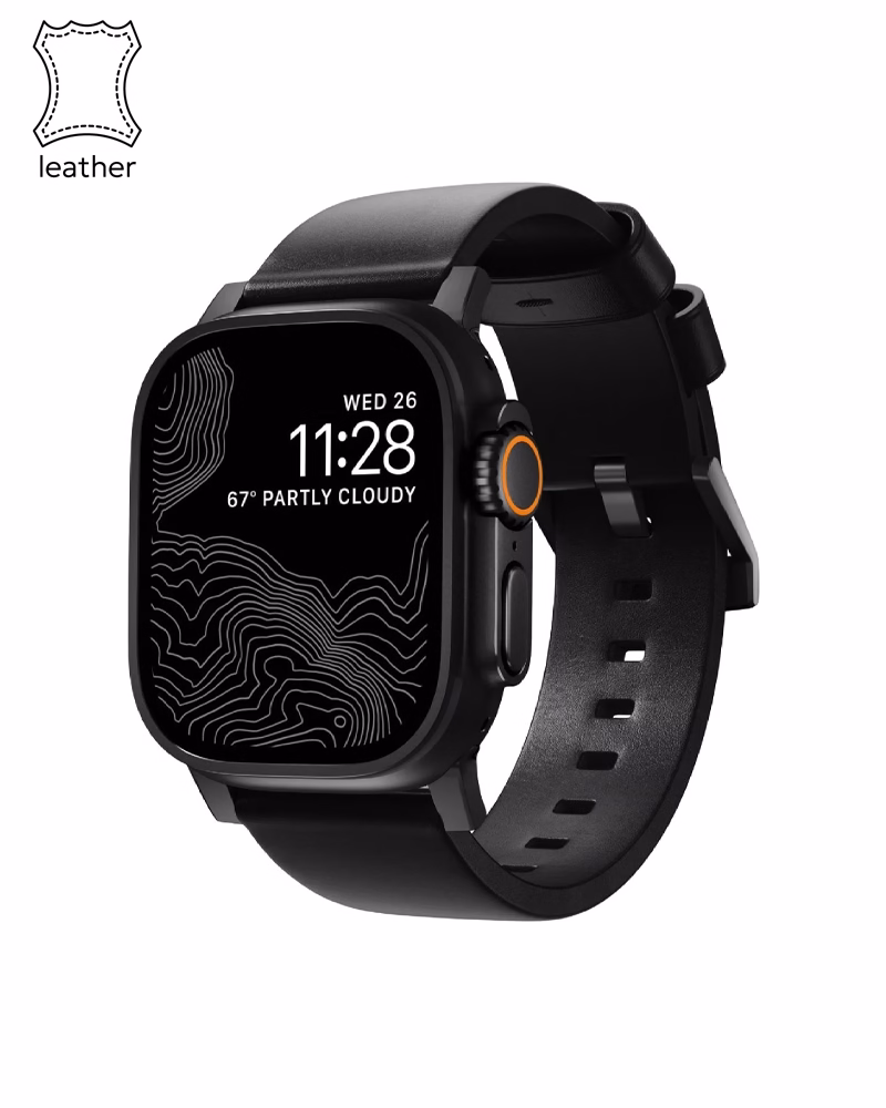 Ремешок Nomad Modern Leather Band Black Hardware Black Horween 46mm/49mm (NM1A41BM00)