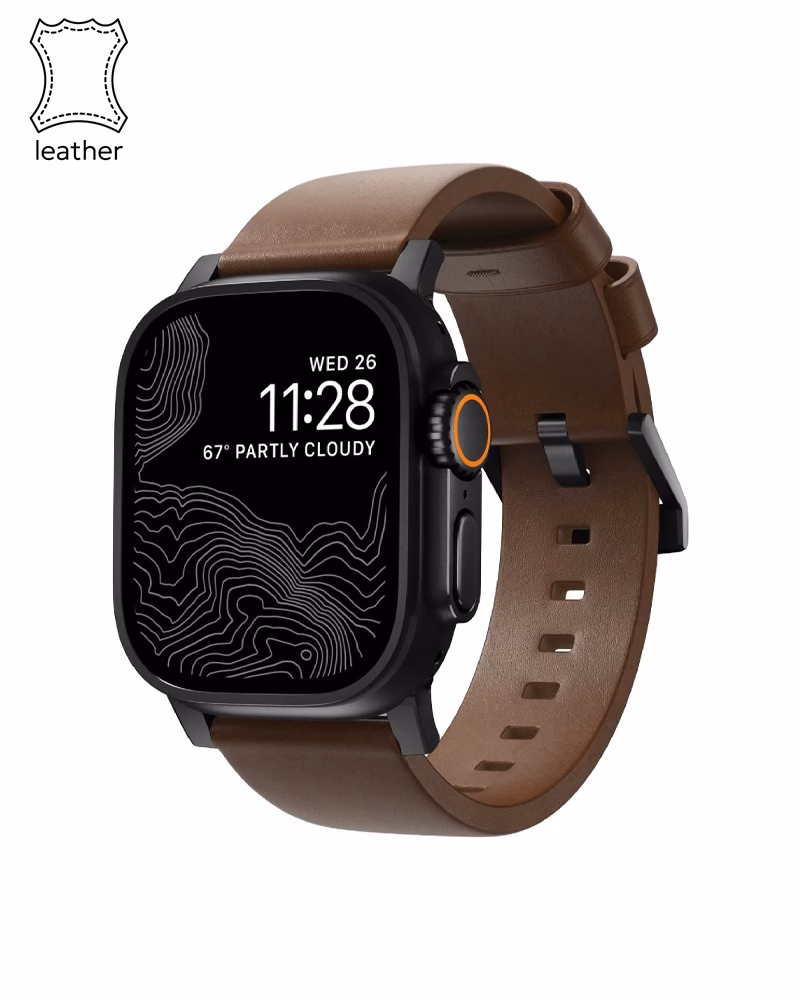 Nomad Modern Leather Band Black Hardware Brown 46mm/49mm (NM01197485)
