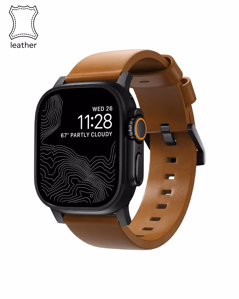 Nomad Modern Leather Band Black Hardware English Tan 46mm/49mm (NM01804185)