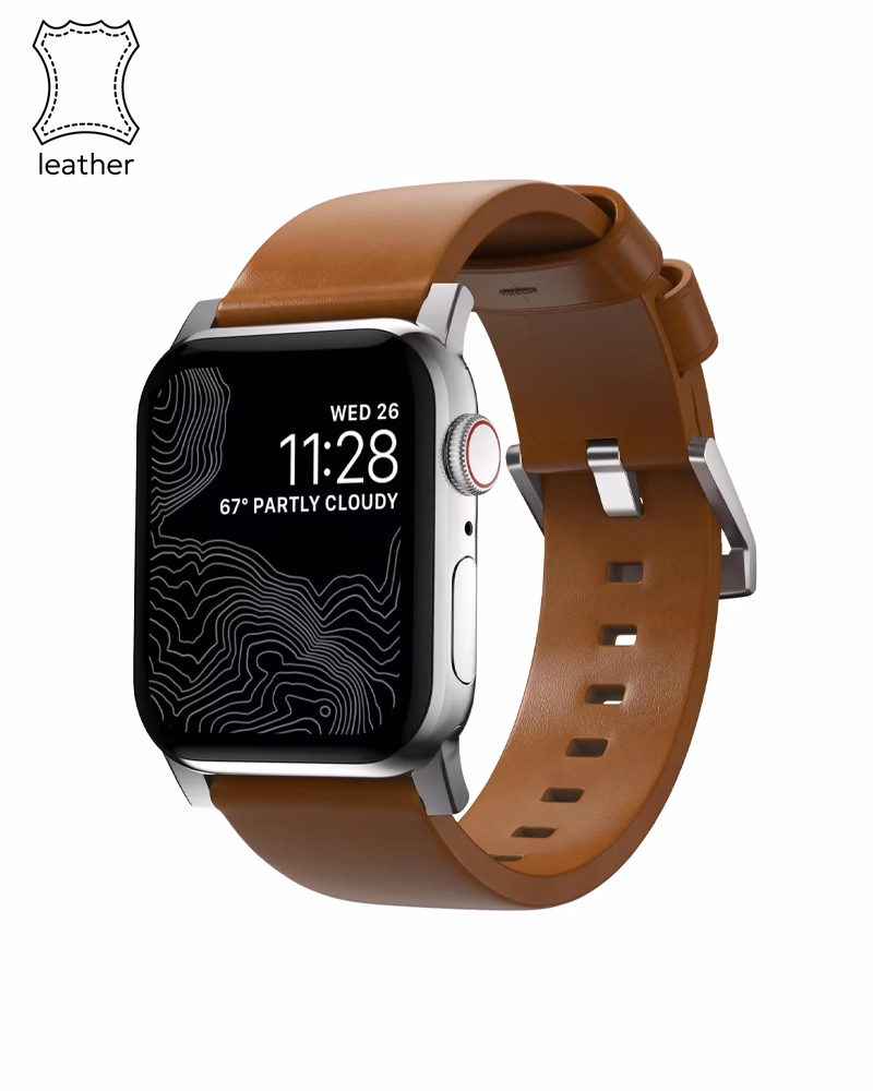 Ремешок Nomad Modern Leather Band Silver Hardware English Tan 46mm/49mm (NM01805885)