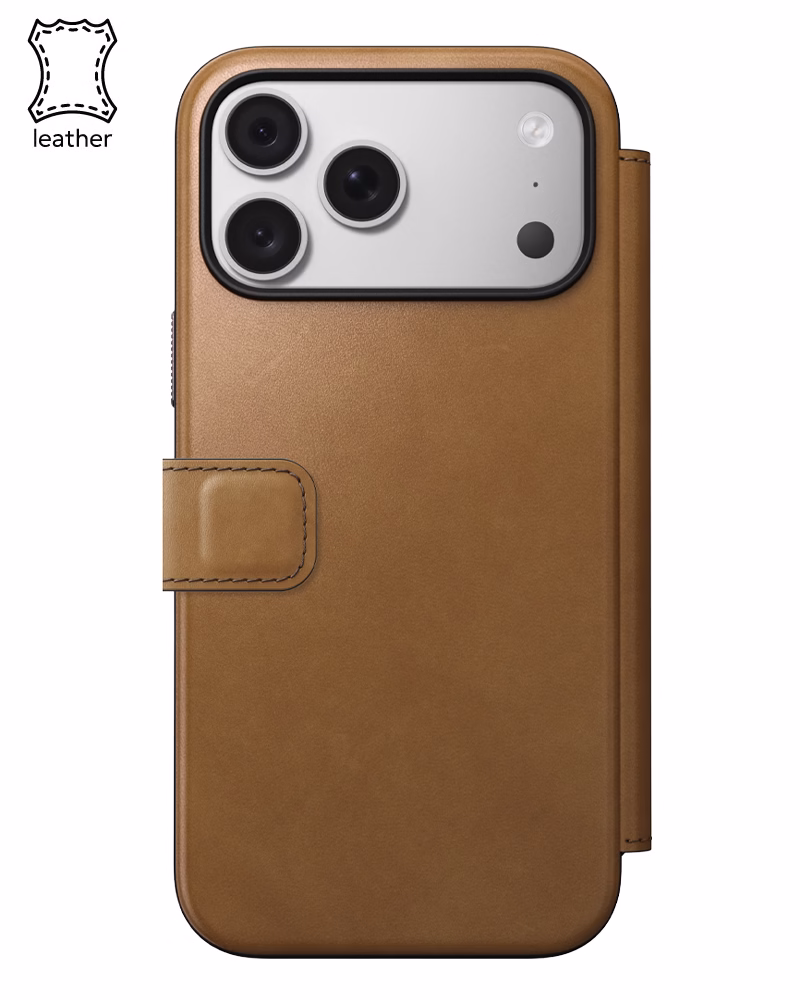 Шкіряний чохол-книжка Nomad Modern Camino для iPhone 18 Pro/17 Pro English Tan