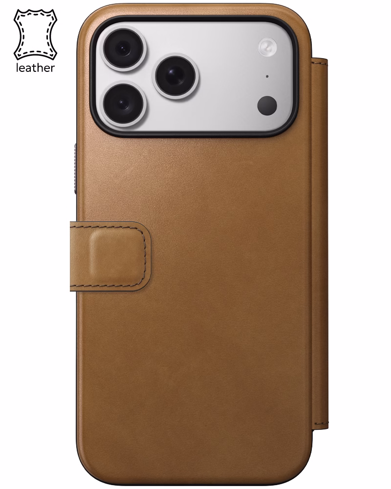 Шкіряний чохол-книжка Nomad Modern Camino для iPhone 18 Pro Max/17 Pro Max English Tan