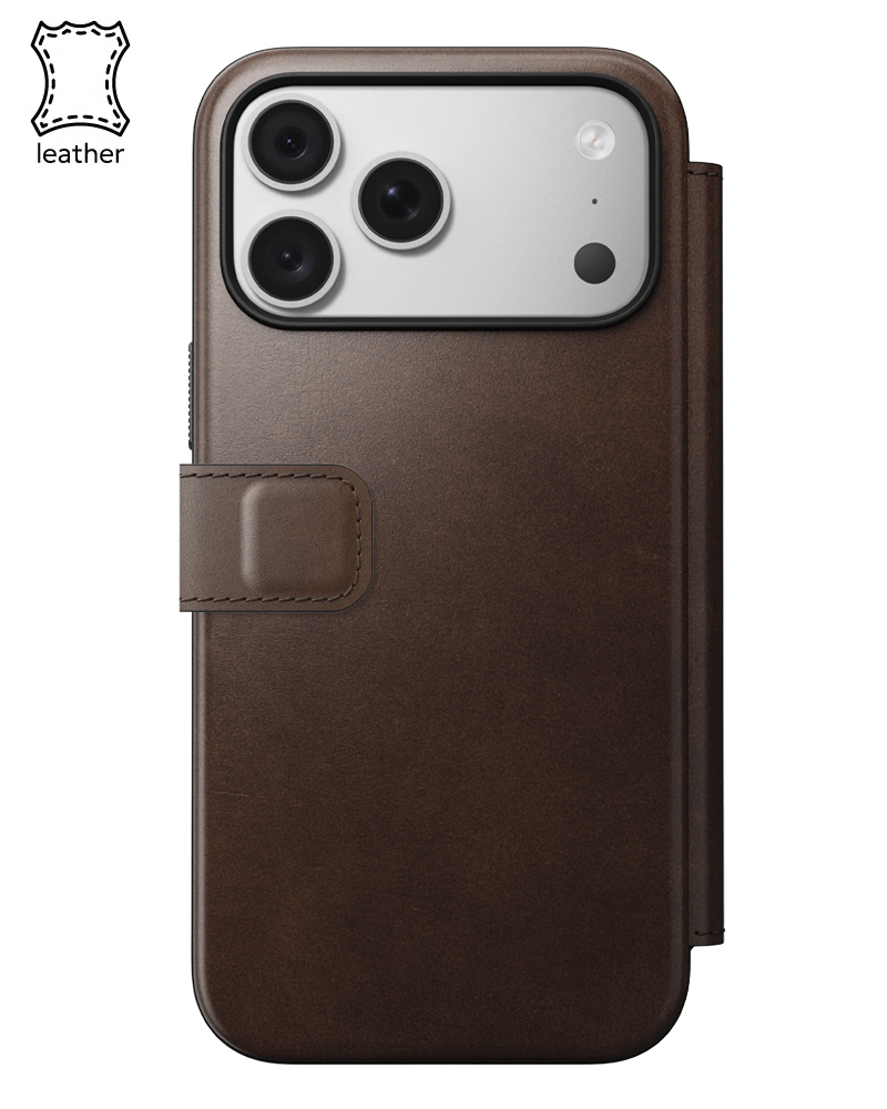 Шкіряний чохол-книжка Nomad Modern Horween для iPhone 18 Pro/17 Pro Rustic Brown - 3 - 1