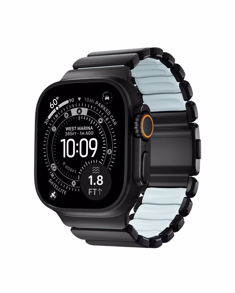 Ремінець Nomad Stratos для Apple Watch 49/46/45/44mm Black Icy Blue Glow