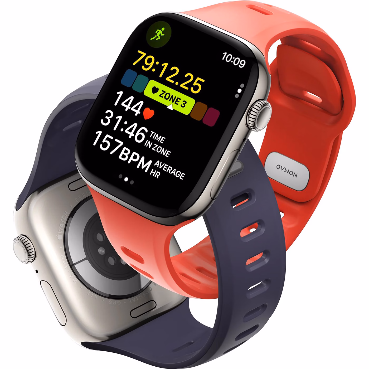 Гнучкий силіконовий ремінець Nomad Tempo Band у кольорі Crush для Apple Watch 41/42mm з міцною металевою застібкою.