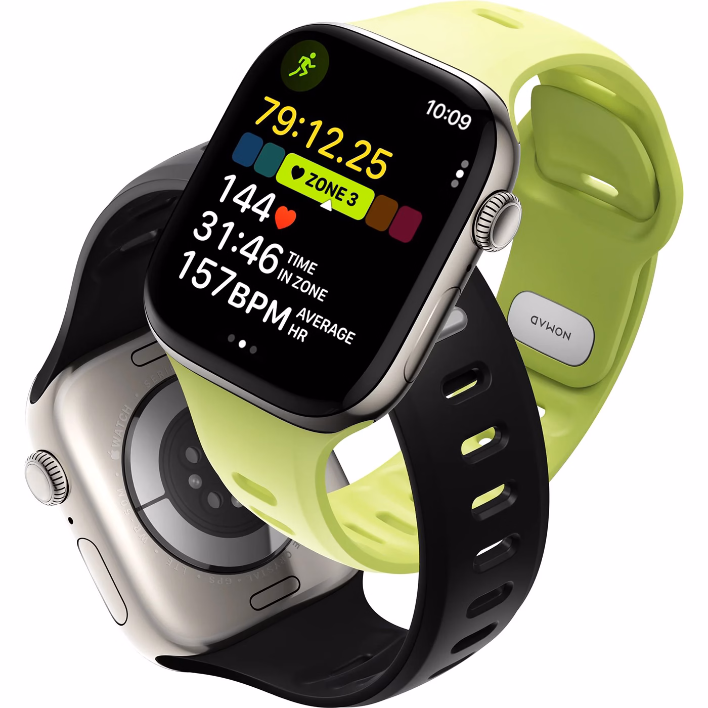 Еластичний ремінець Nomad Tempo Lumen для Apple Watch: ергономічна форма та вентиляційні отвори.