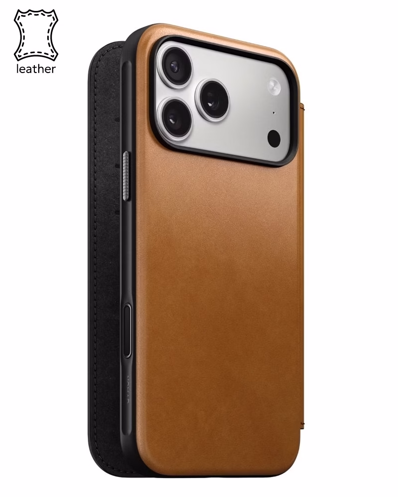 Шкіряний чохол-книжка Nomad Modern Folio English Tan для iPhone 17 Pro