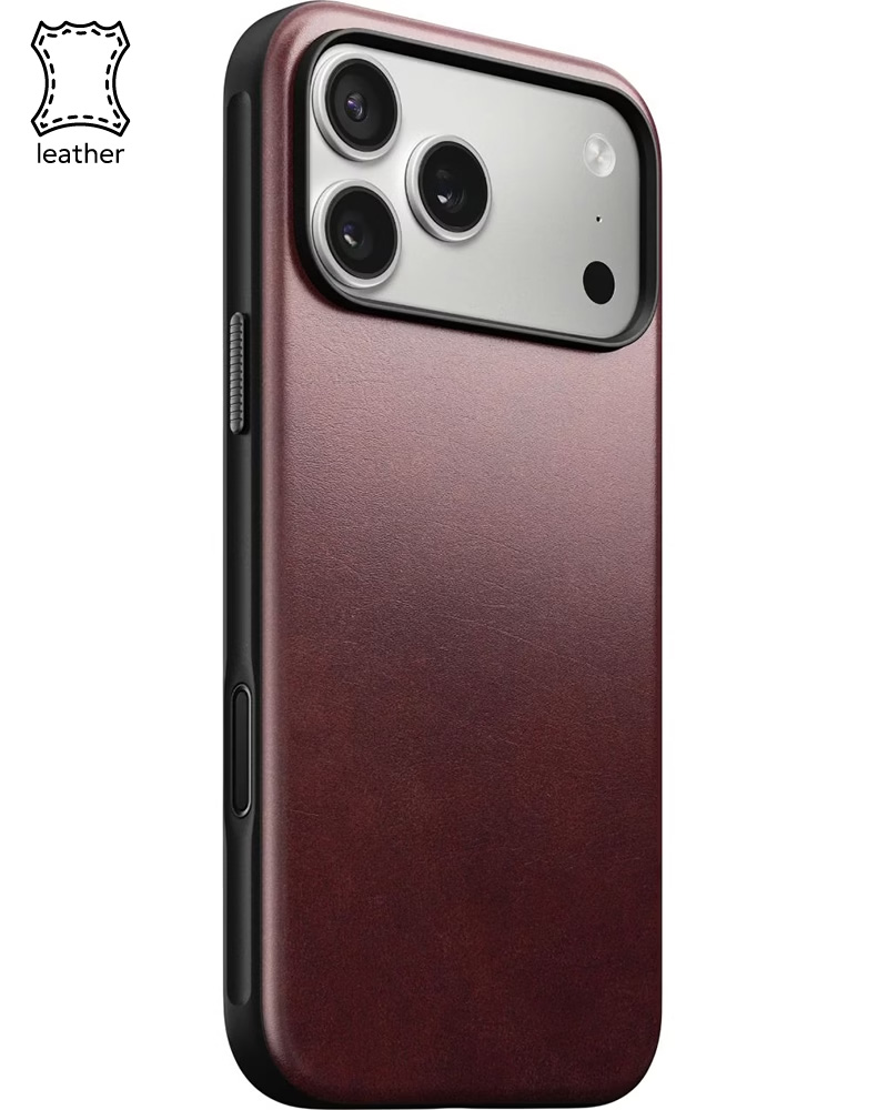 Кожаный чехол Nomad Modern Horween Burgundy для iPhone 17 Pro Max - 3 - 1