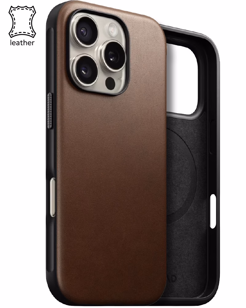 Чохол Nomad Modern Leather Case Brown for iPhone 16 Pro (NM01696285)