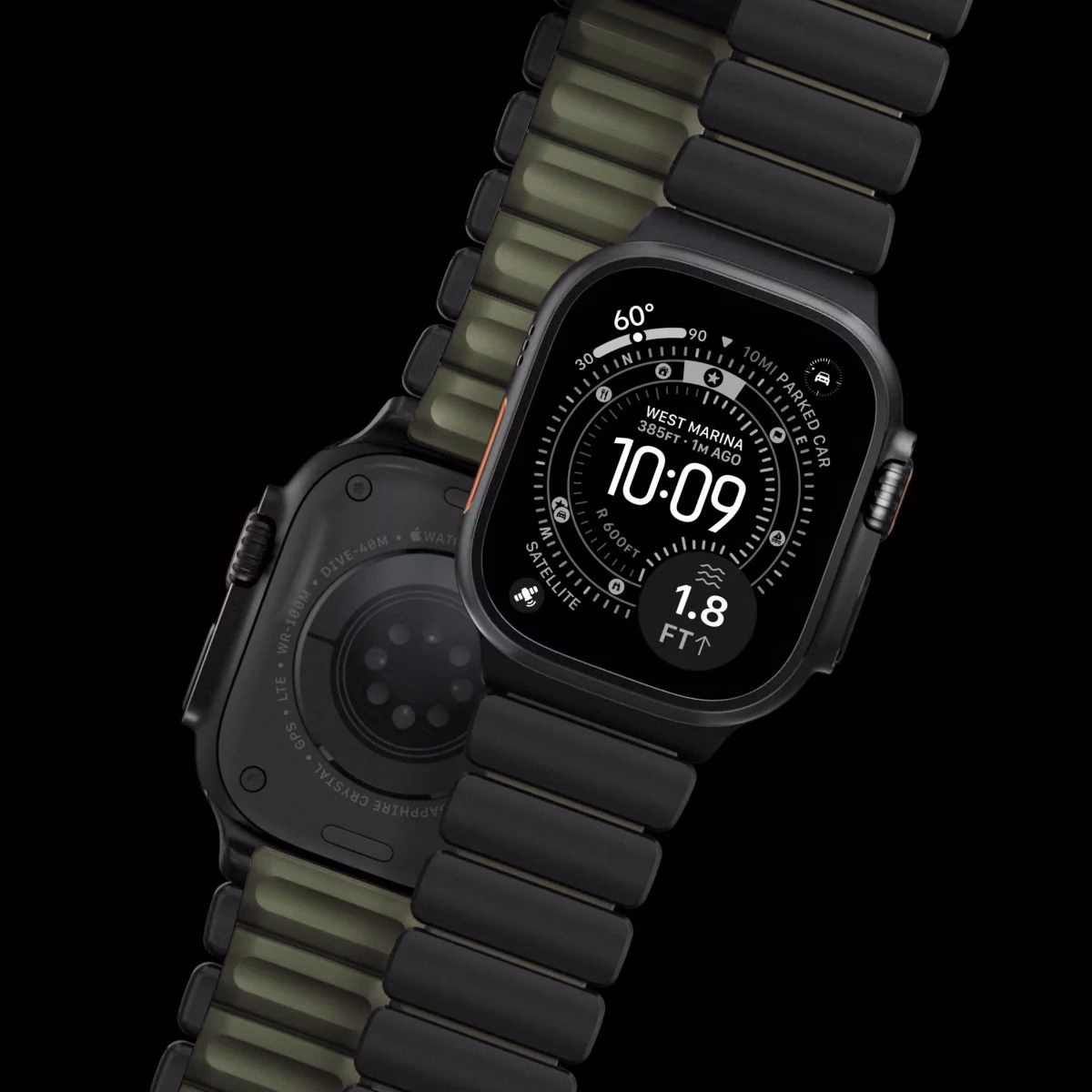 Передній і задній вигляд ремінця Nomad Stratos Forest Black