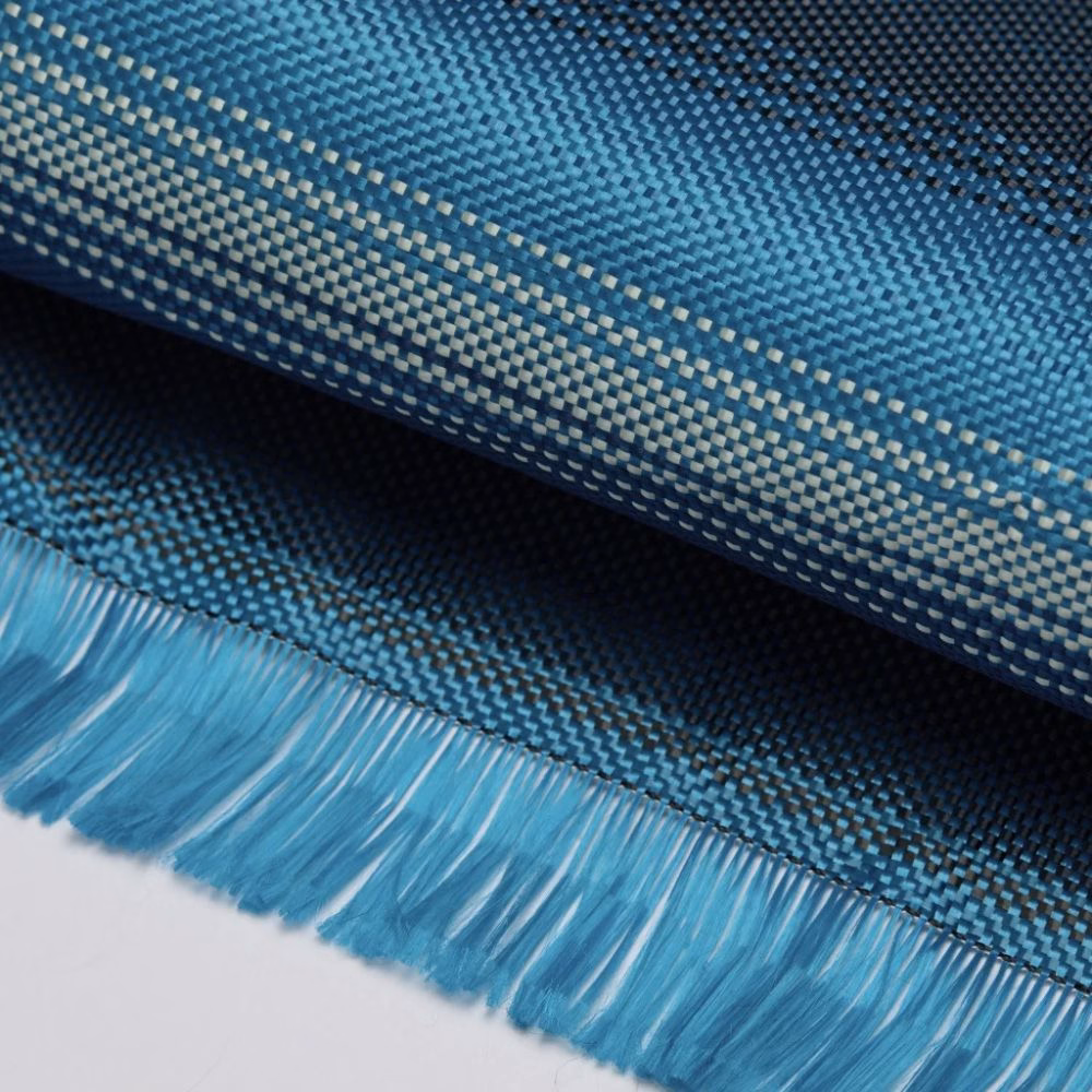 Деталізоване макрофото текстури арамідного волокна Fusion Weaving у синій кольоровій гамі серії Moonrise
