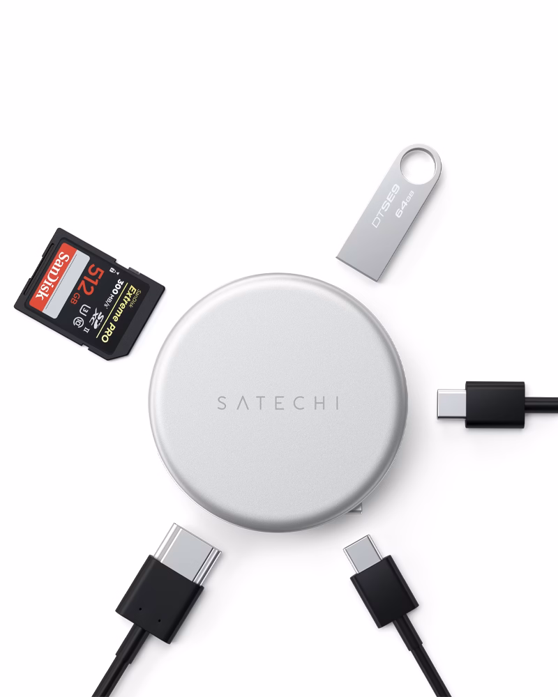 Мультипортовий адаптер Satechi OntheGo 5-in-1 USB-C Silver - 1 - 1