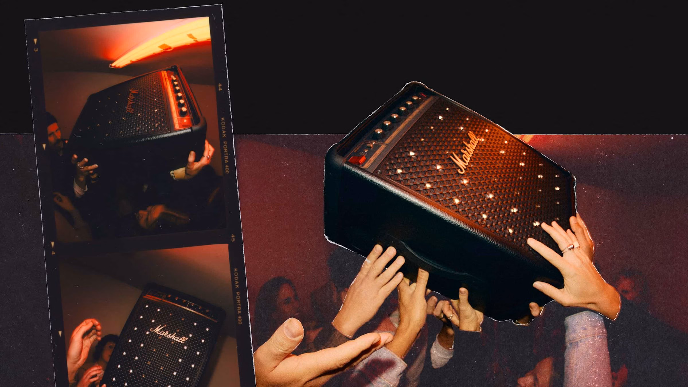Акустична система Marshall Bromley 450 Black and Brass під час заходу в компанії