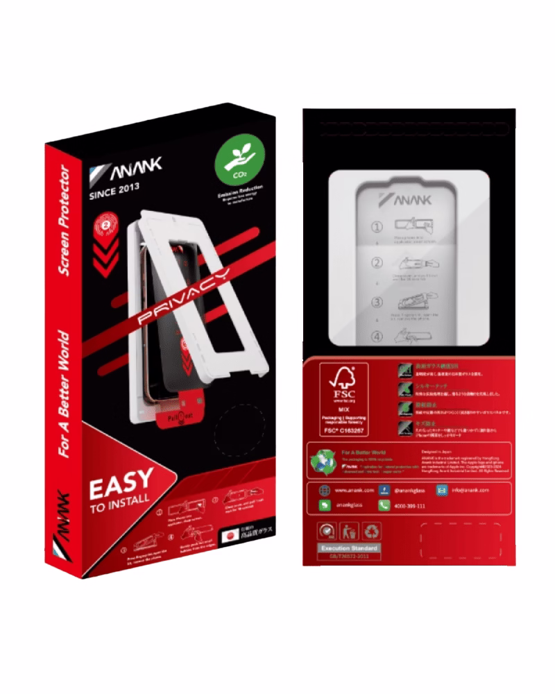 Захисне скло ANANK 2.5D Privacy + Curved Clear для iPhone 16 Pro Max (2 шт.) з монтажним боксом