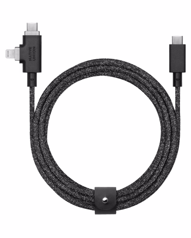 Кабель USB-C to USB-C/Lightning Native Union Belt Cable Duo Pro 240W Cosmos Black (2.4 m) BELT-PROCCL-COS-NP