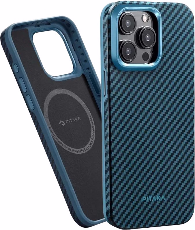 Чехол-накладка Pitaka MagEZ Case Pro 4 Twill 1500D Black/Blue for iPhone 15 Pro Max