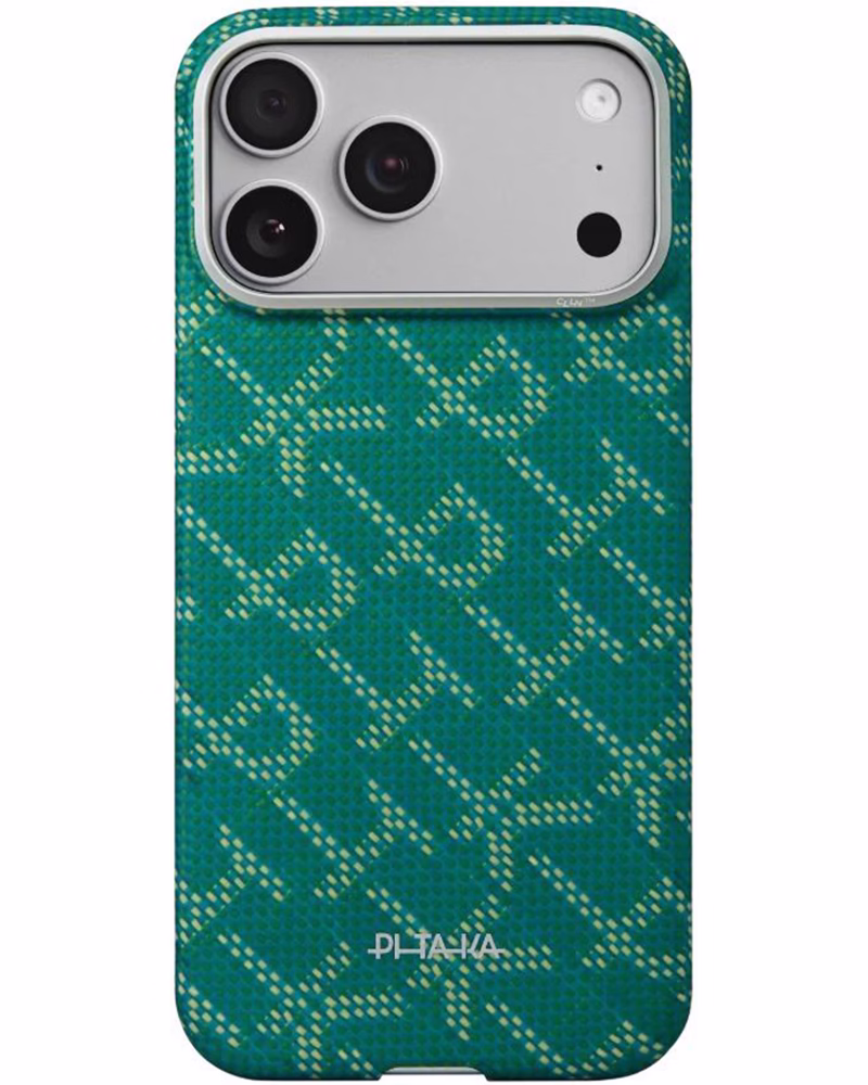 Чехол Pitaka Ultra-Slim Monogram для iPhone 17 Pro Max Green/Gold