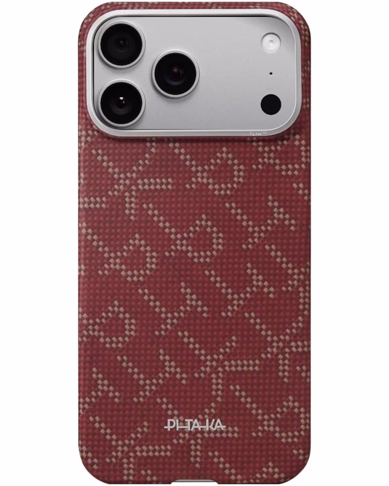 Чехол Pitaka Ultra-Slim Monogram для iPhone 17 Pro Max Red/Gold