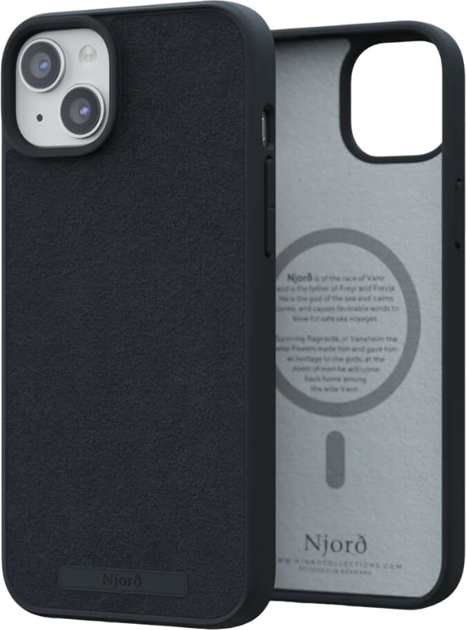 Чохол-накладка Njord Suede MagSafe Case Black для iPhone 15 Plus