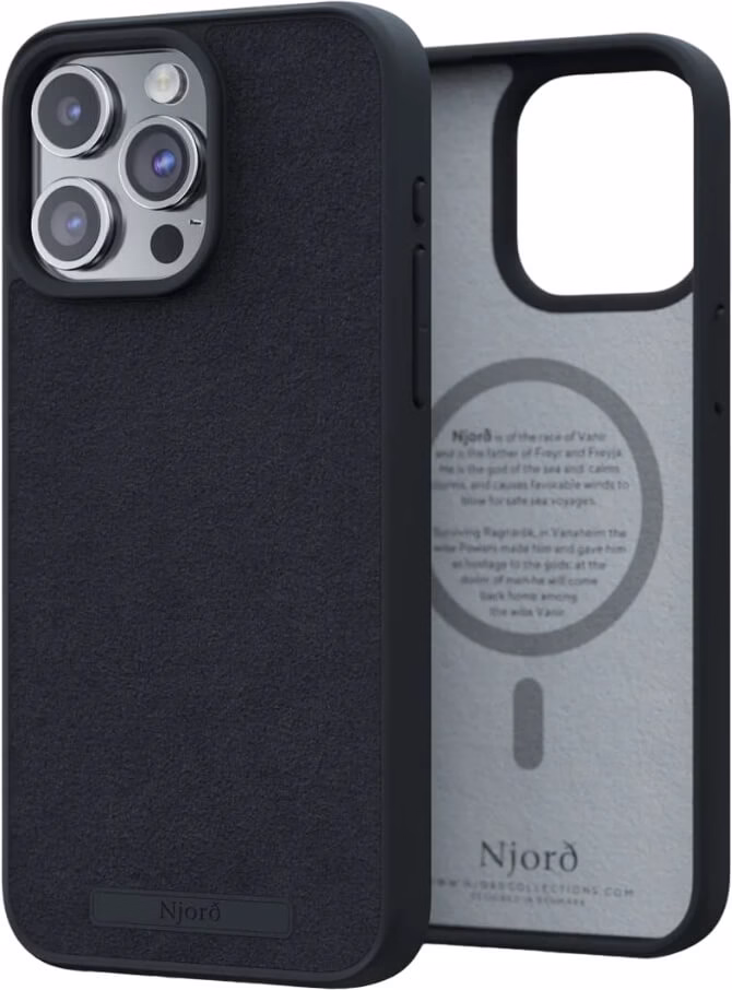 Чехол-накладка Njord Suede MagSafe Case Black для iPhone 15 Pro Max (NA54SU00)