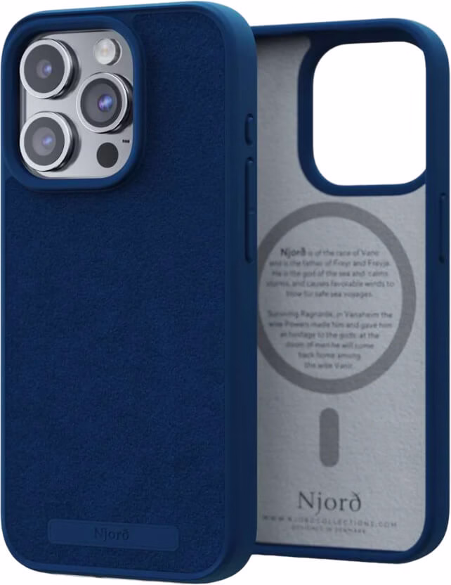 Чехол-накладка Njord Suede MagSafe Case Blue для iPhone 15 Pro