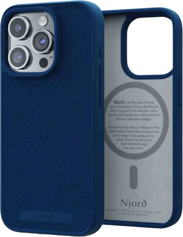 Чохол-накладка Njord Suede MagSafe Case Blue для iPhone 15 Pro