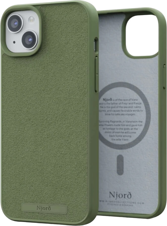 Чохол-накладка Njord Suede MagSafe Case Olive для iPhone 15 Plus