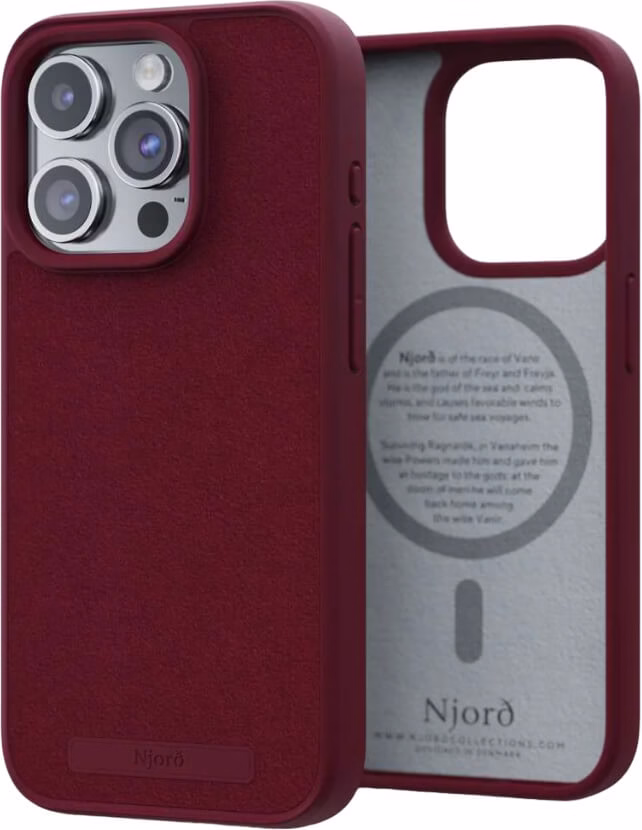 Чехол-накладка Njord Suede MagSafe Case Red для iPhone 15 Pro