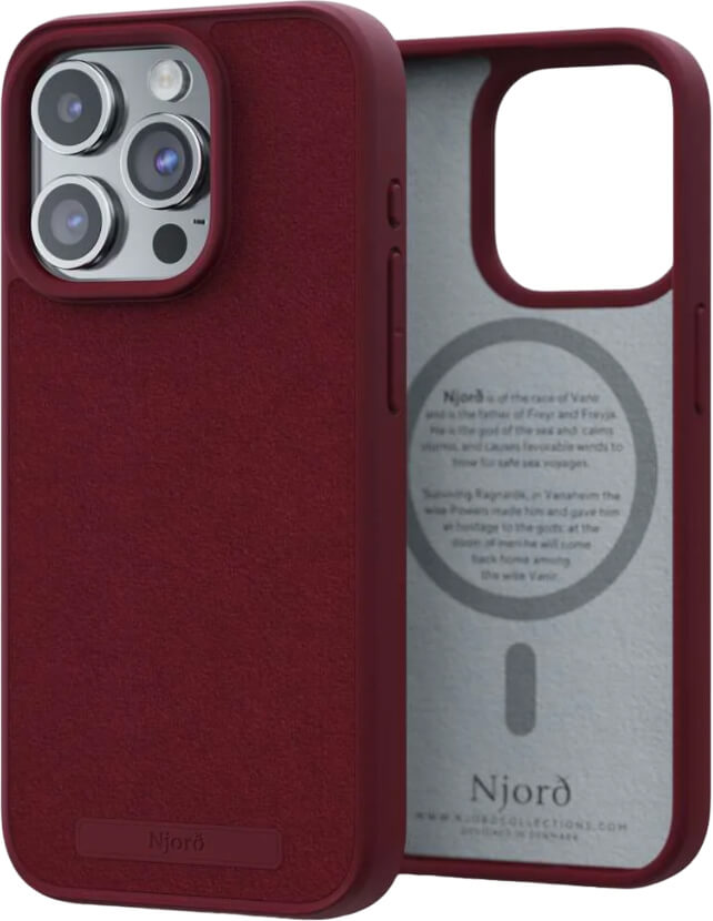 Чохол-накладка Njord Suede MagSafe Case Red для iPhone 15 Pro