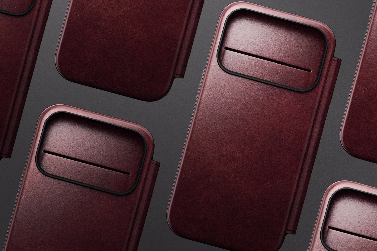 Шкіряний чохол-книжка Nomad Modern Folio Horween Burgundy для iPhone 17 Pro Max - 8