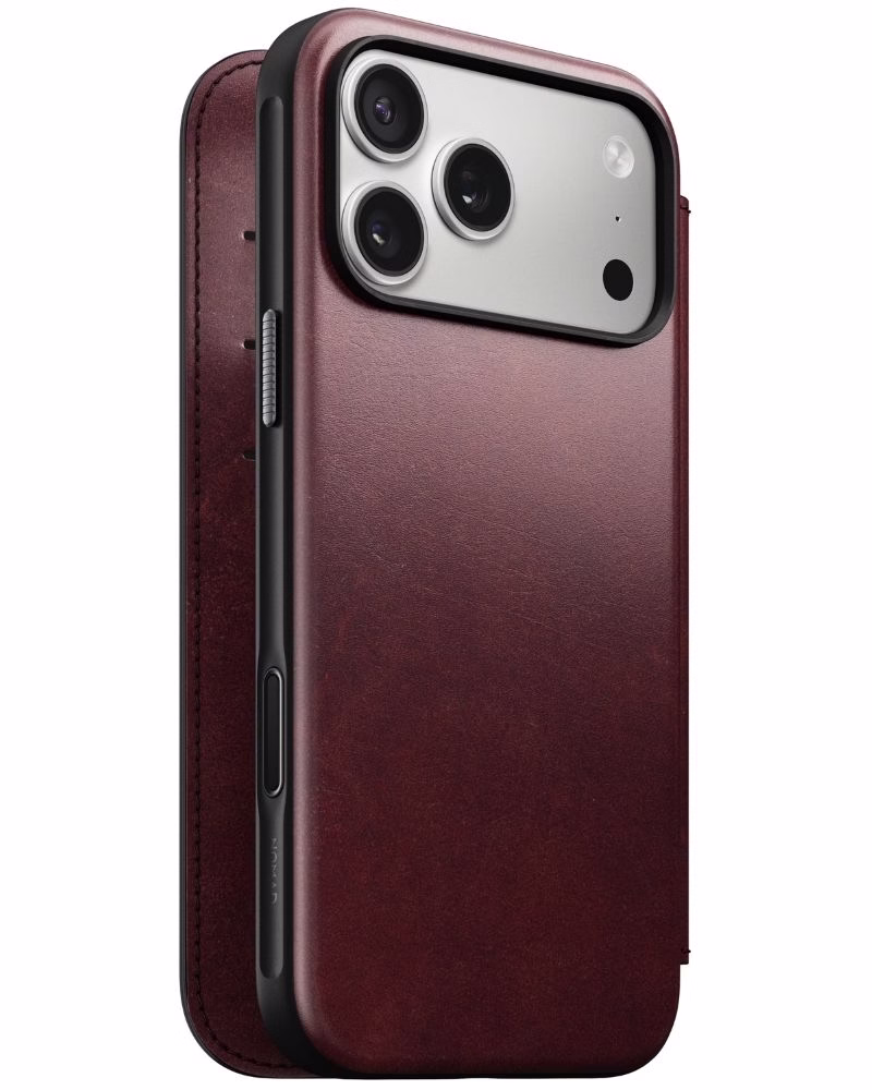 Шкіряний чохол-книжка Nomad Modern Folio Horween Burgundy для iPhone 17 Pro Max