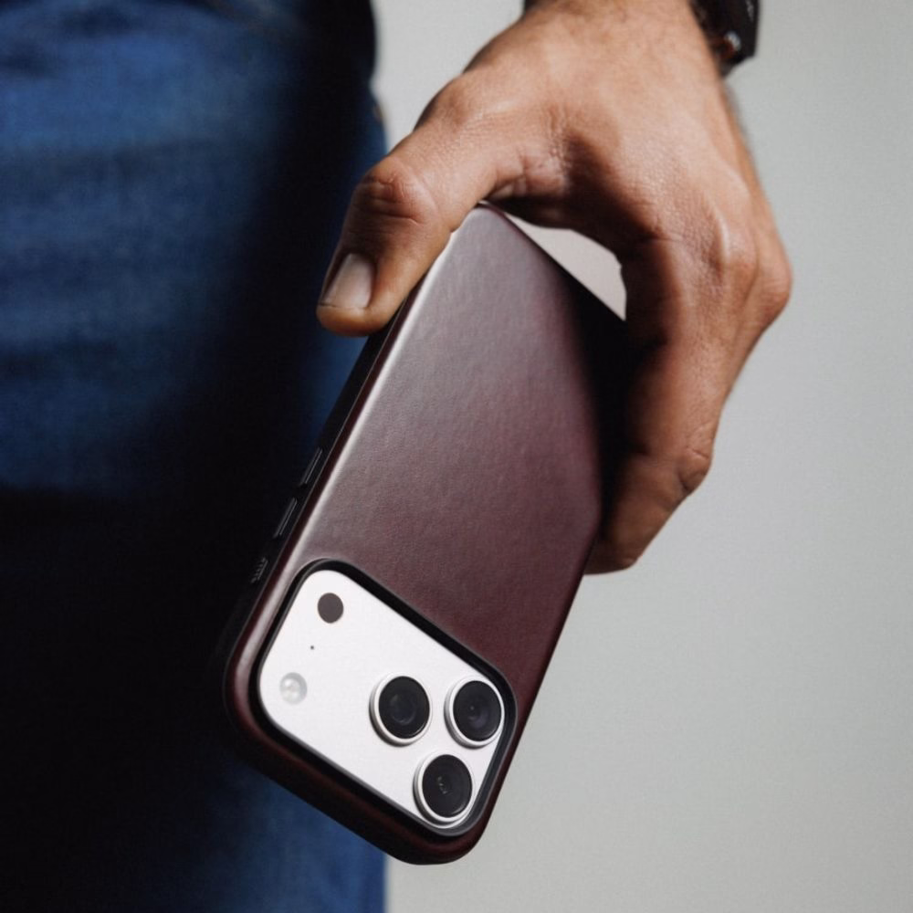 Кожаный чехол Nomad Modern Horween Burgundy для iPhone 17 Pro - 5