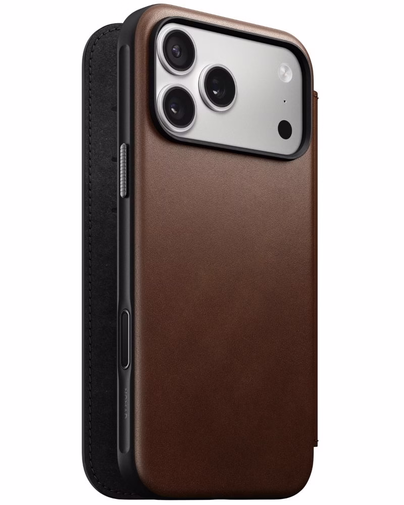 Шкіряний чохол-книжка Nomad Modern Folio Horween Rustic Brown для iPhone 17 Pro