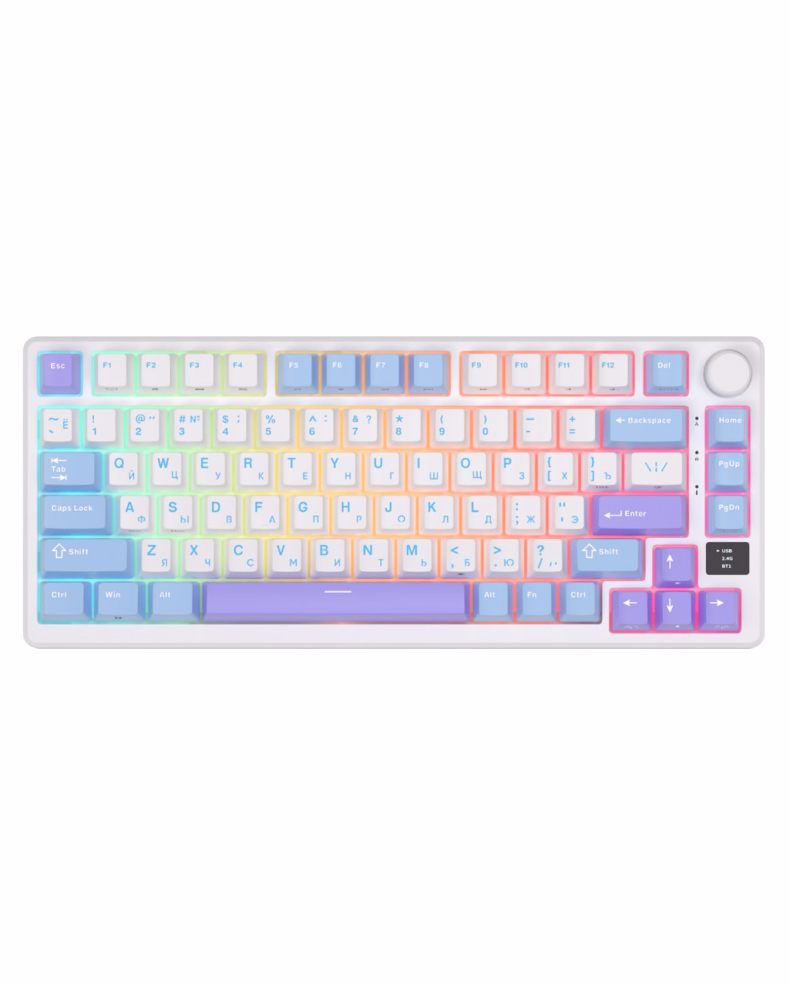 Клавиатура Royal Kludge M75 Wireless UA\RU\ENG Cherry Profile (Brown Switch) Taro Milk (RK-M75UARUENG-CHP-BS-TM)