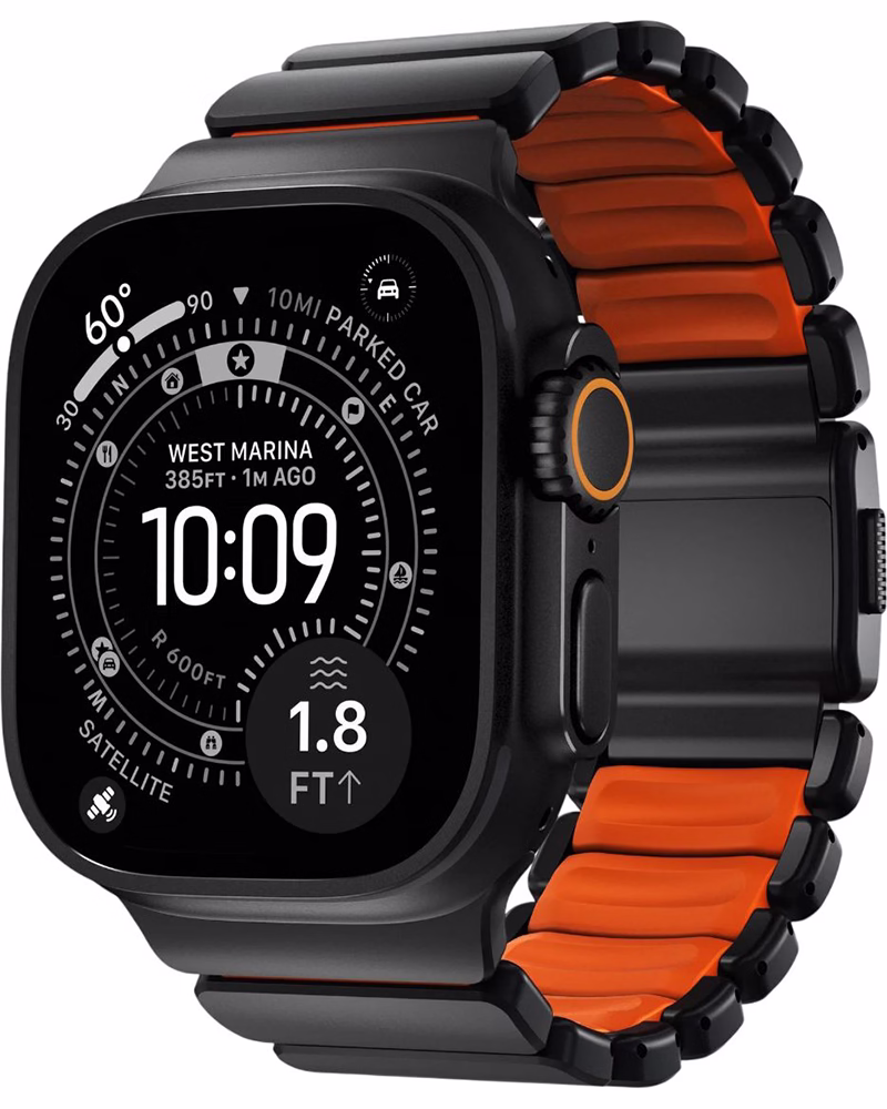 Ремінець Nomad Stratos Band для Apple Watch 46/49 Black Hardware Ultra Orange