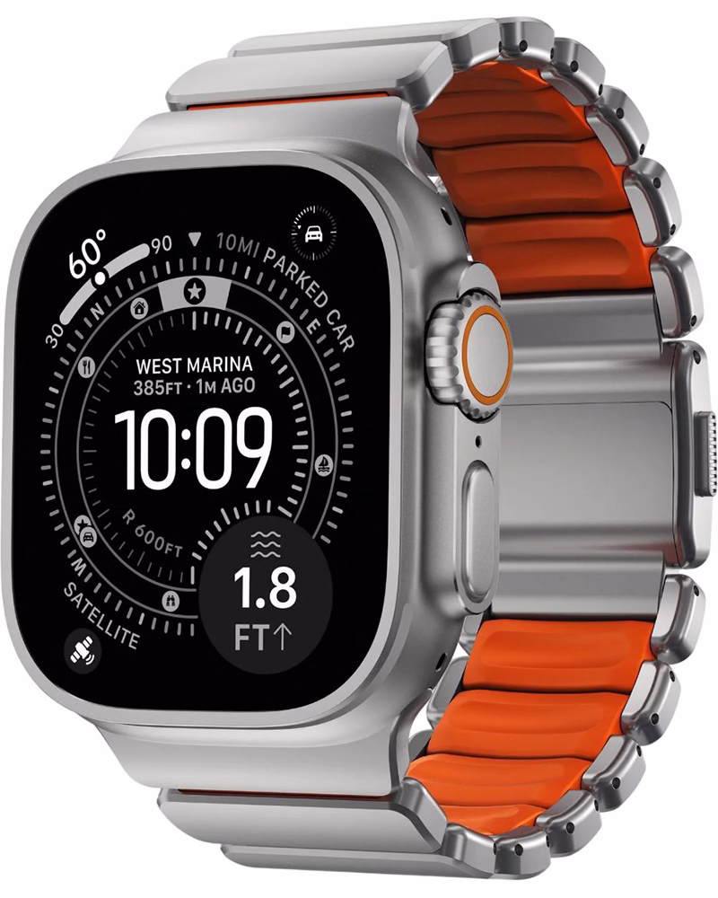 Ремешок Nomad Stratos Band для Apple Watch 46/49 Natural Hardware Ultra Orange