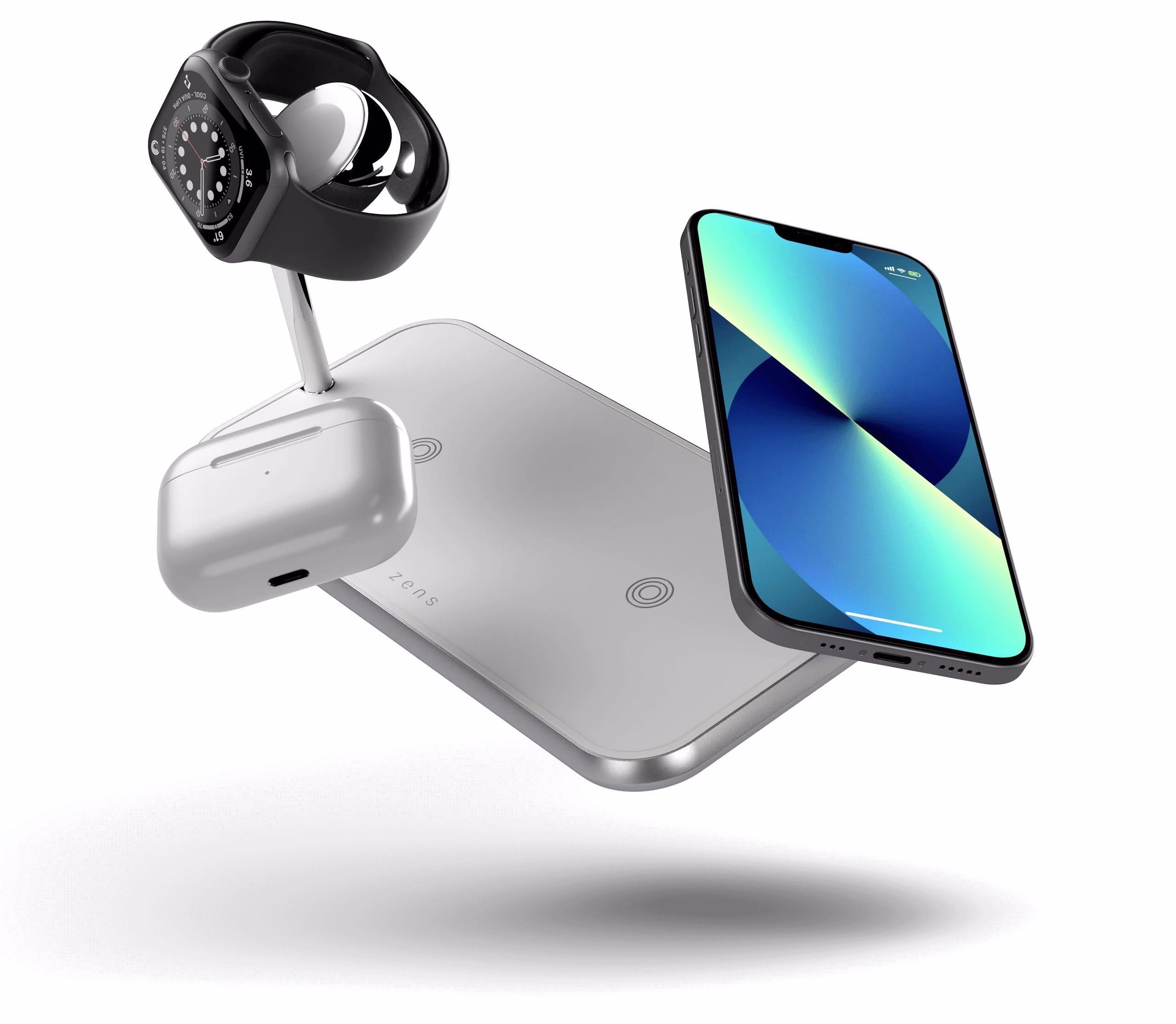 Бездротовий зарядний пристрій Zens Dual + Watch Aluminium Wireless Charger 10W White - 1