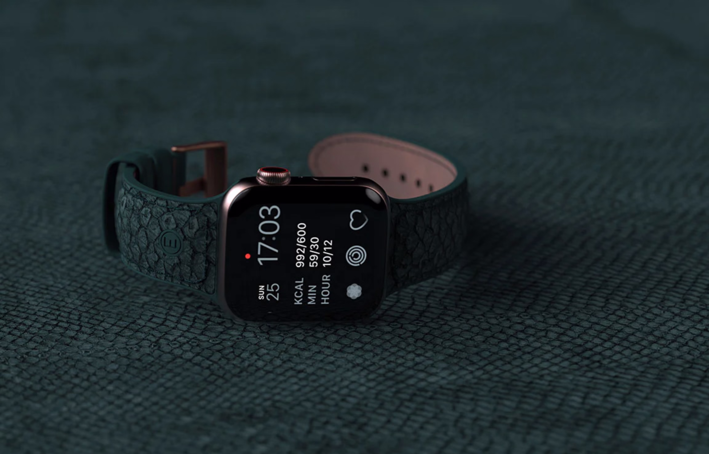 Ремінець для годинника Njord Salmon Leather Strap Dark Green for Apple Watch 45mm/44mm - 2